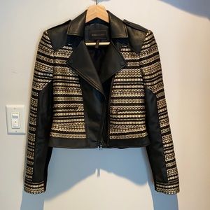 BCBG cropped leather jacket. NWOT. Size XS.